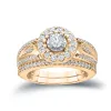 14k Gold 3/5ct TDW Round Diamond Halo Engagement Ring Set by Auriya sold by Zulily