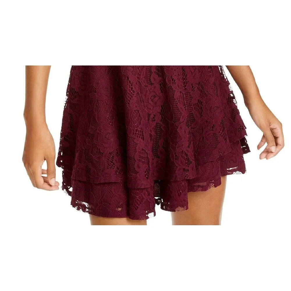 Speechless Juniors' Lace Double-Skirt Fit & Flare Dress Purple Size 9 sold by Zulily product image thumbnail 2