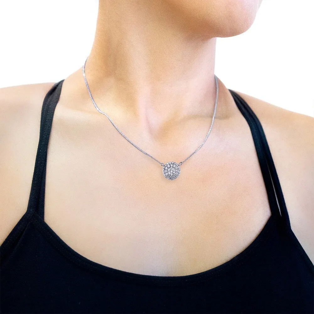 Annello by Kobelli 14k White Gold 4/5ct TDW Round Diamond Cluster Necklace sold by Zulily product image thumbnail 4