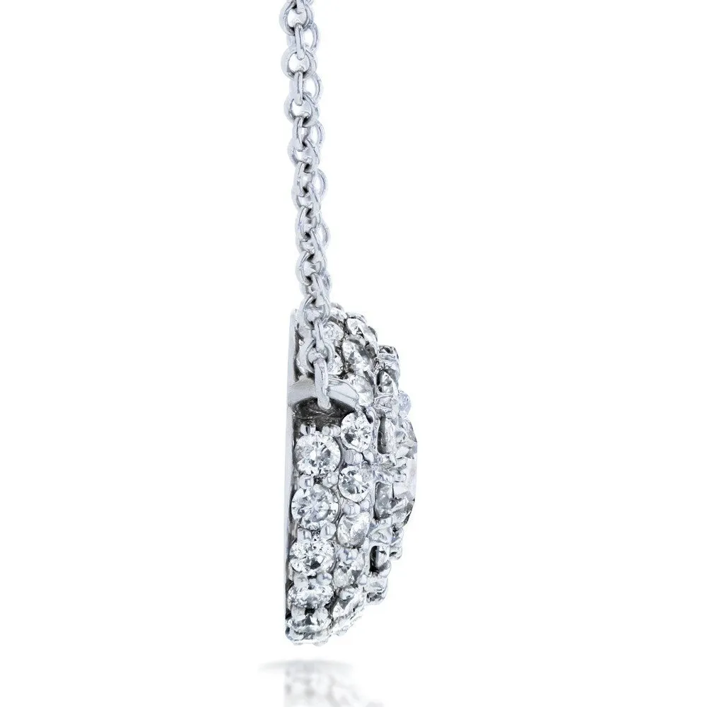 Annello by Kobelli 14k White Gold 4/5ct TDW Round Diamond Cluster Necklace sold by Zulily product image thumbnail 3