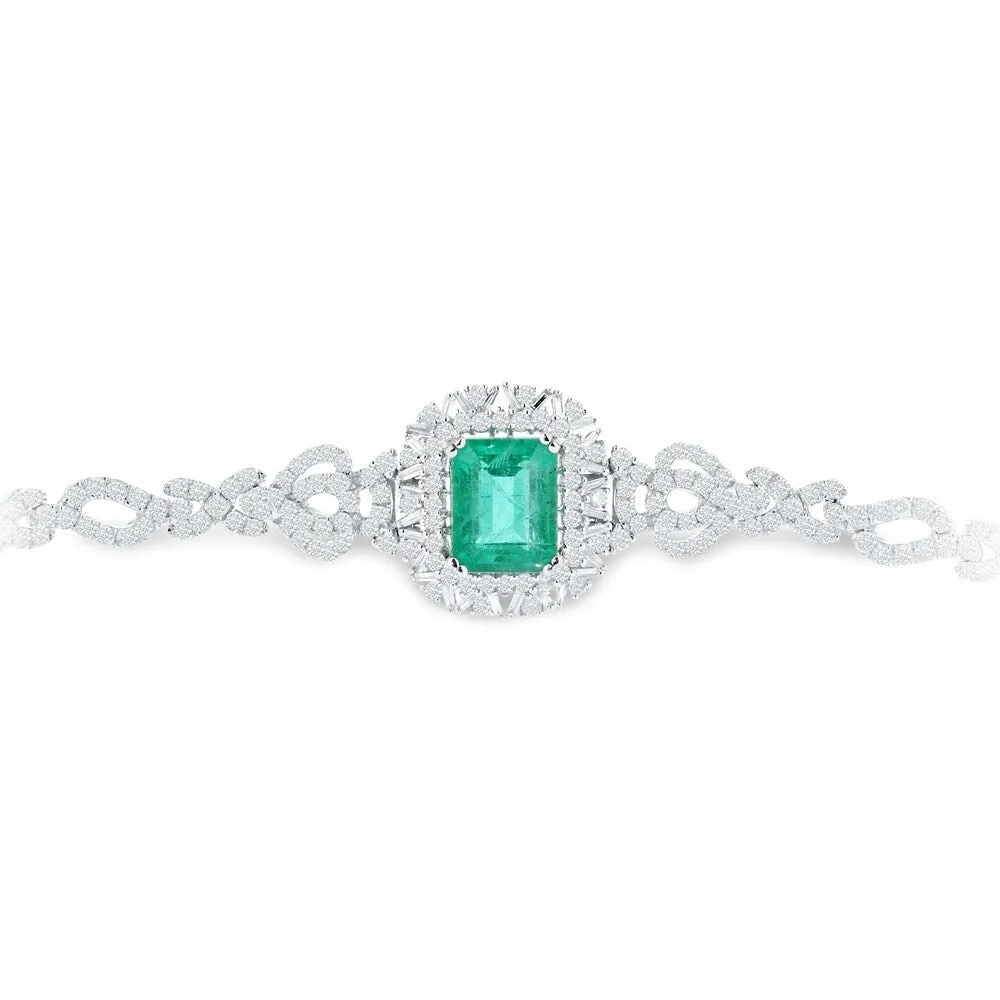 Auriya 14k Gold 4 3/8ct Emerald and 3ct TDW Diamond Bracelet - Green sold by Zulily product image thumbnail 3