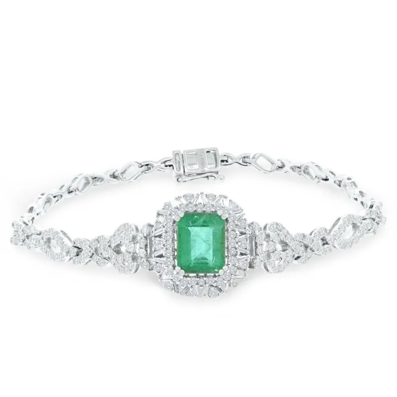 Auriya 14k Gold 4 3/8ct Emerald and 3ct TDW Diamond Bracelet - Green sold by Zulily