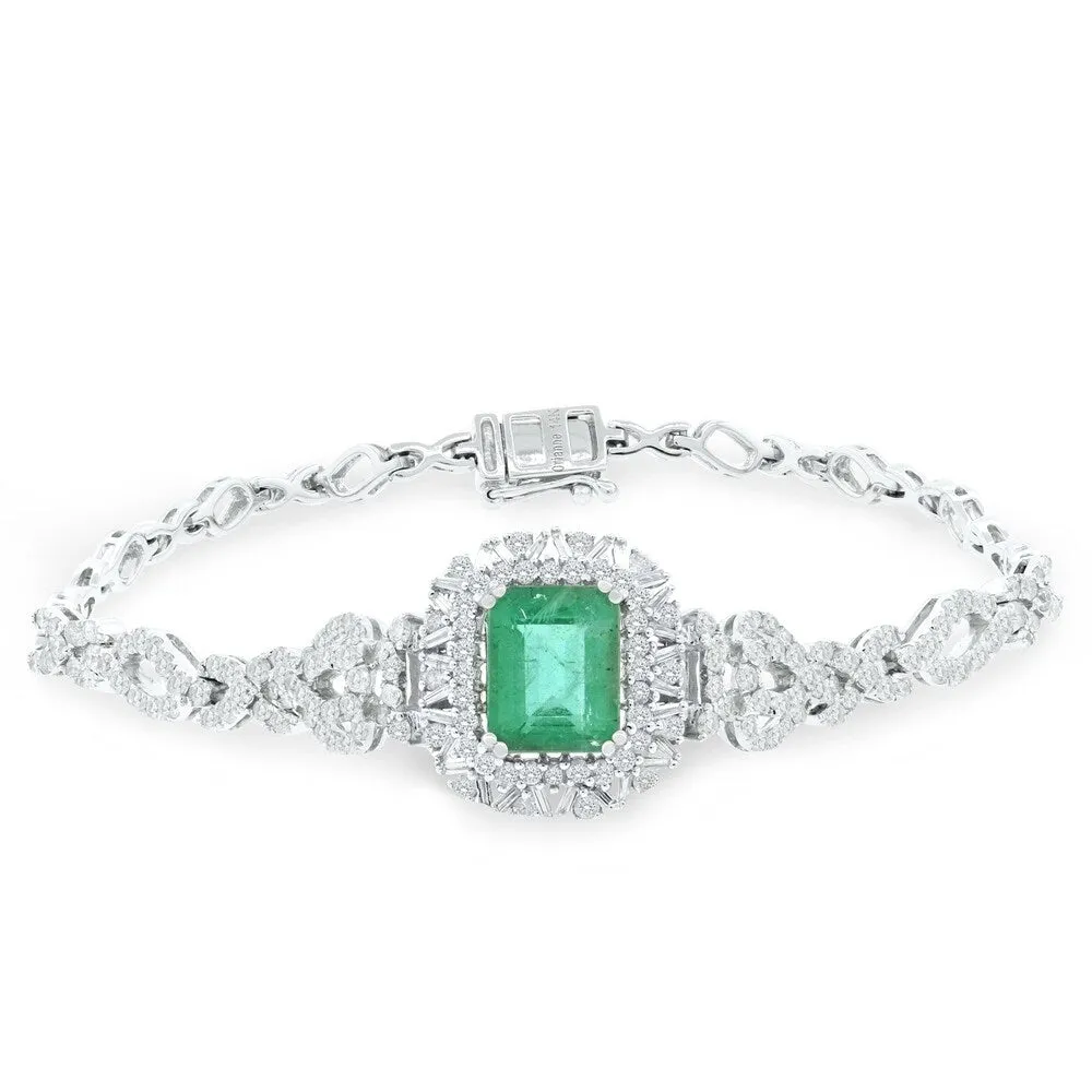 Auriya 14k Gold 4 3/8ct Emerald and 3ct TDW Diamond Bracelet - Green sold by Zulily