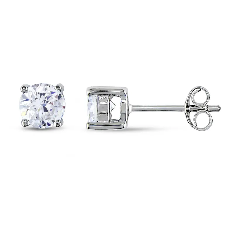 Miadora Cubic Zirconia Stud Earrings in Sterling Silver - 5.1 mm x 5.1 mm x 3.8 mm sold by Zulily