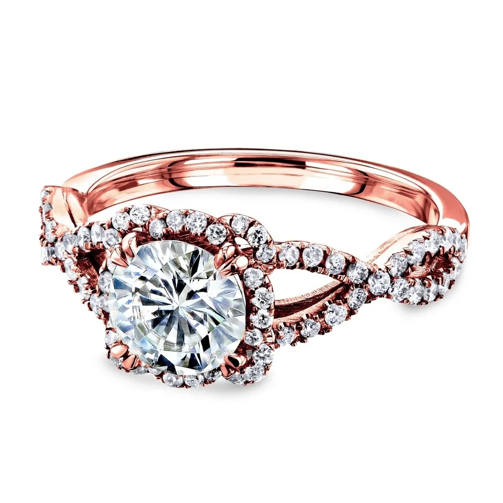 Annello by Kobelli 14k Gold Moissanite Fancy Halo Cross Split Shank Engagement Ring - Multiple Colors sold by Zulily product image thumbnail 3