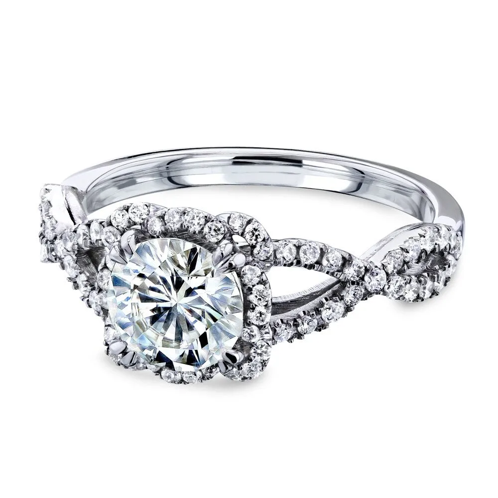 Annello by Kobelli 14k Gold Moissanite Fancy Halo Cross Split Shank Engagement Ring - Multiple Colors sold by Zulily product image thumbnail 2