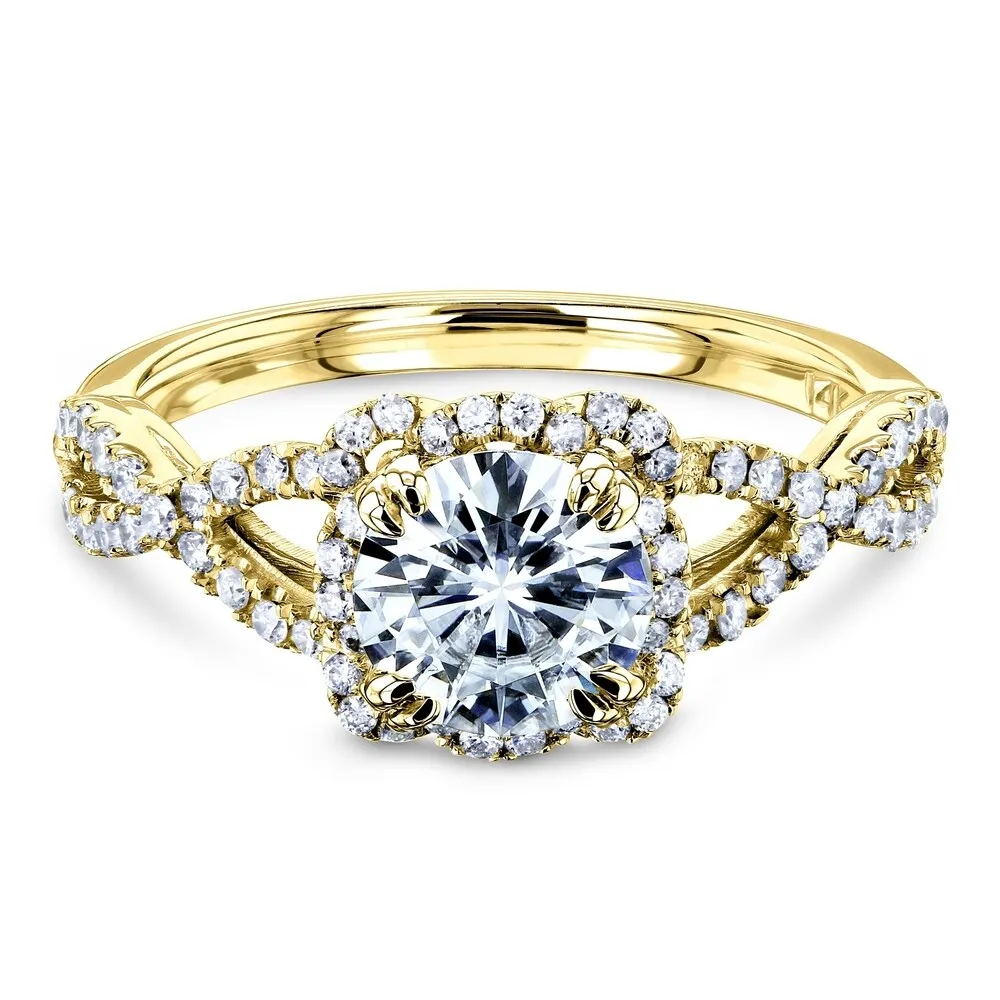 Annello by Kobelli 14k Gold Moissanite Fancy Halo Cross Split Shank Engagement Ring - Multiple Colors sold by Zulily product image thumbnail 5