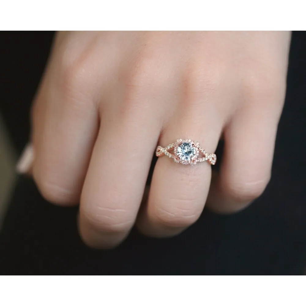 Annello by Kobelli 14k Gold Moissanite Fancy Halo Cross Split Shank Engagement Ring - Multiple Colors sold by Zulily product image thumbnail 4