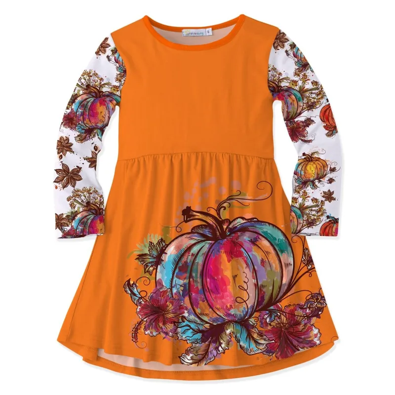 Orange Floral Pumpkin Print Swing Dress sold by Zulily