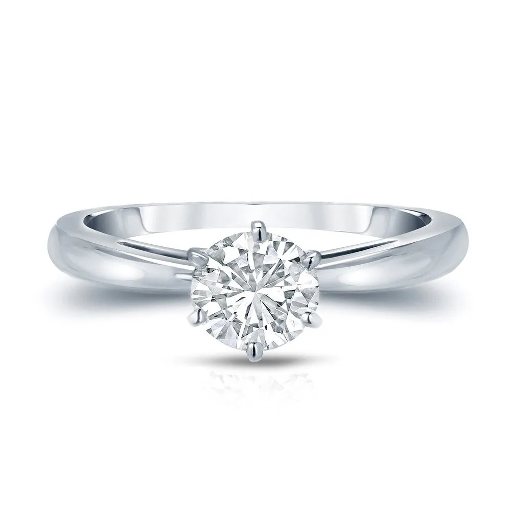 Auriya Platinum Certified 0.75ct TDW Round 6-Prong Solitaire Diamond Engagement Ring sold by Zulily product image thumbnail 2