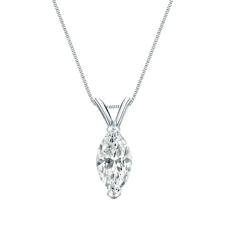 Auriya 14-karat Gold 4.00ctw Marquise Solitaire Lab Grown Diamond Necklace V-End Prong (H-I VS) - 4 sold by Zulily