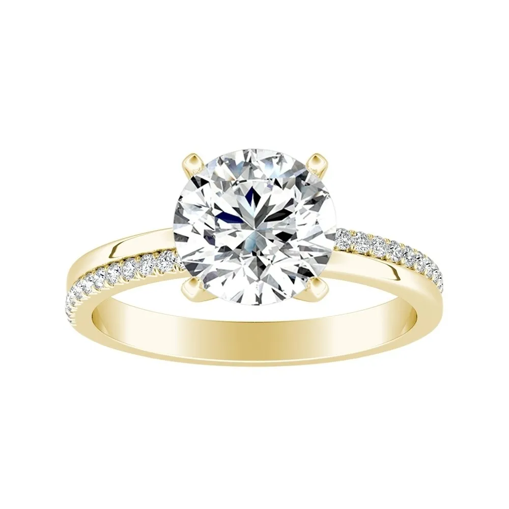 Auriya 14k Gold Modern 2ct Moissanite and Diamond Engagement Ring 1/8ctw sold by Zulily product image thumbnail 2