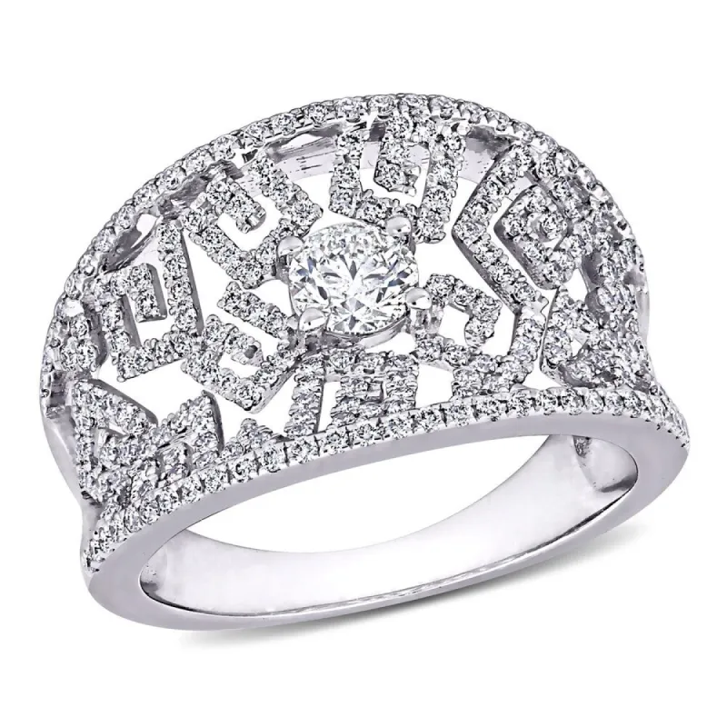 Miadora 14k White Gold 1ct TDW Diamond Vintage Openwork Ring sold by Zulily