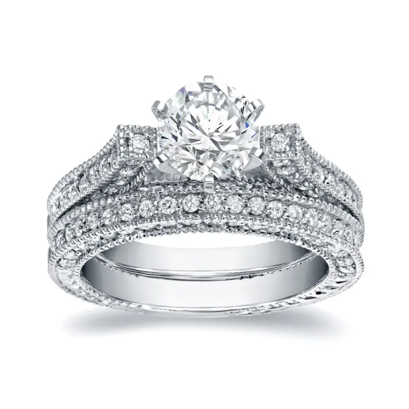 Auriya 14k Gold 2ctw Vintage Certified Diamond Engagement Ring Set sold by Zulily