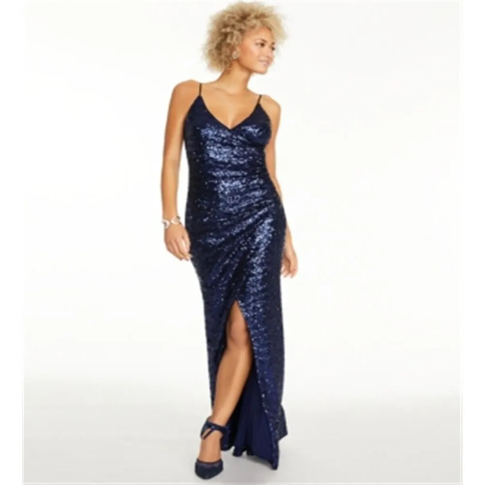 Trixxi Women's Spaghetti Strap Full-Length Sheath Formal Dress Navy Size 7 sold by Zulily product image thumbnail 4