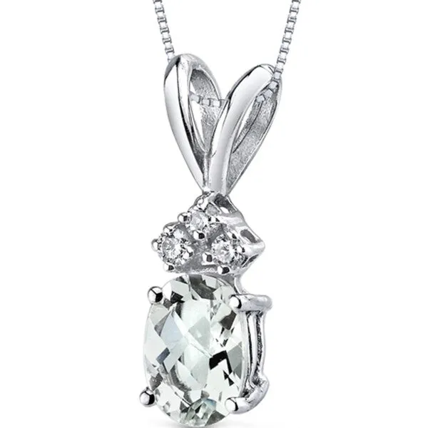 Oravo 14k White Gold Oval-cut Gemstone Diamond Accent Pendant sold by Zulily