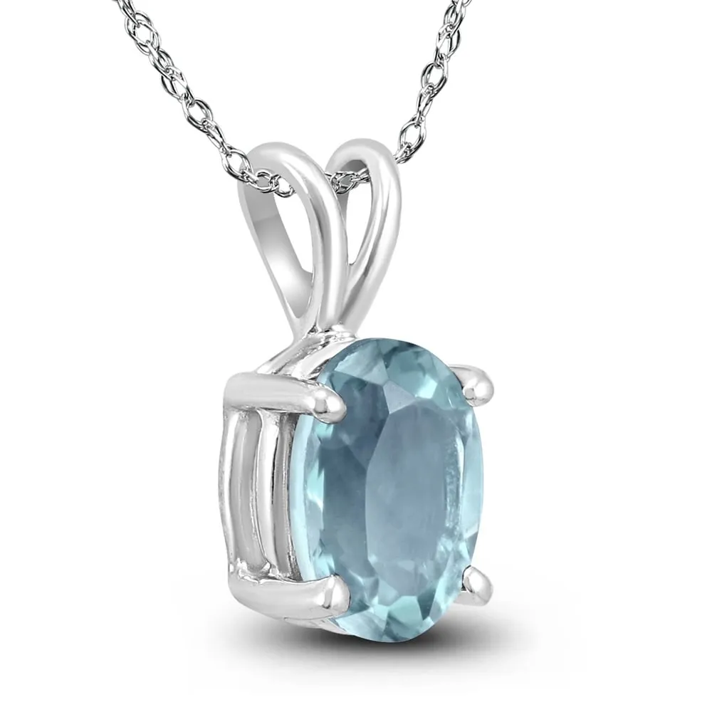 14K White Gold 6x4MM Oval Aquamarine Pendant sold by Zulily product image thumbnail 2