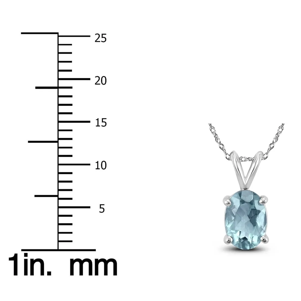 14K White Gold 6x4MM Oval Aquamarine Pendant sold by Zulily product image thumbnail 3