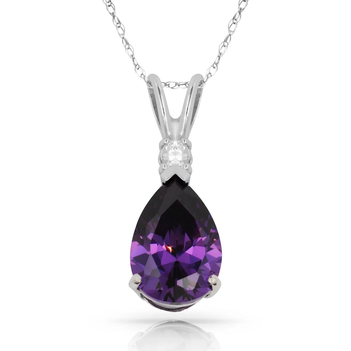 Curata 14k White Gold 18" Birthstone Pear-Shaped Cubic Zirconia Pendant Necklace sold by Zulily product image thumbnail 5