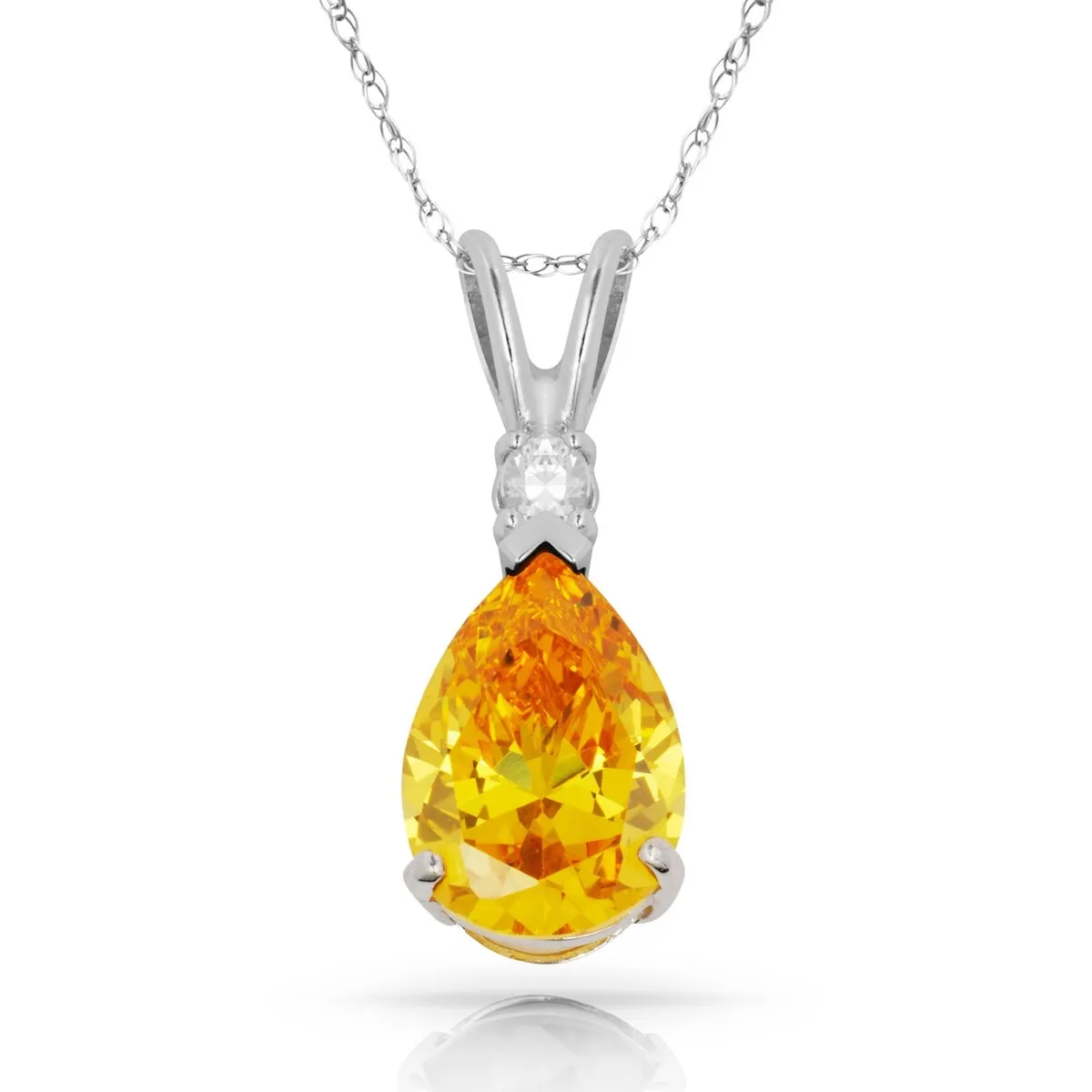 Curata 14k White Gold 18" Birthstone Pear-Shaped Cubic Zirconia Pendant Necklace sold by Zulily product image thumbnail 3