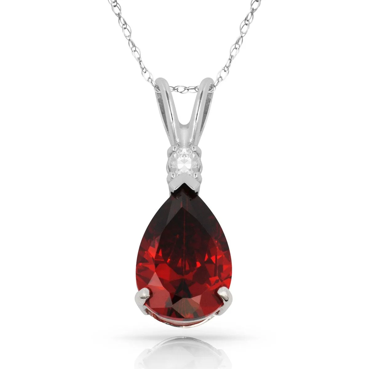 Curata 14k White Gold 18" Birthstone Pear-Shaped Cubic Zirconia Pendant Necklace sold by Zulily