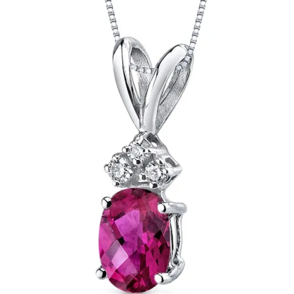 Oravo 14k White Gold Oval-cut Gemstone Diamond Accent Pendant sold by Zulily product image thumbnail 4