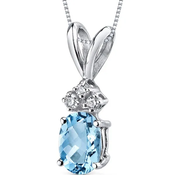 Oravo 14k White Gold Oval-cut Gemstone Diamond Accent Pendant sold by Zulily product image thumbnail 2