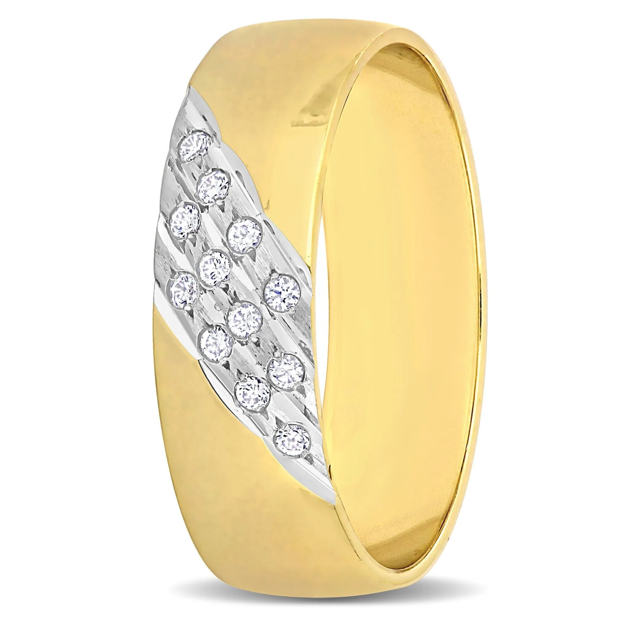 Miadora 6 mm Cubic Zirconia Mens Wedding Band in 10k Yellow Gold sold by Zulily product image thumbnail 2
