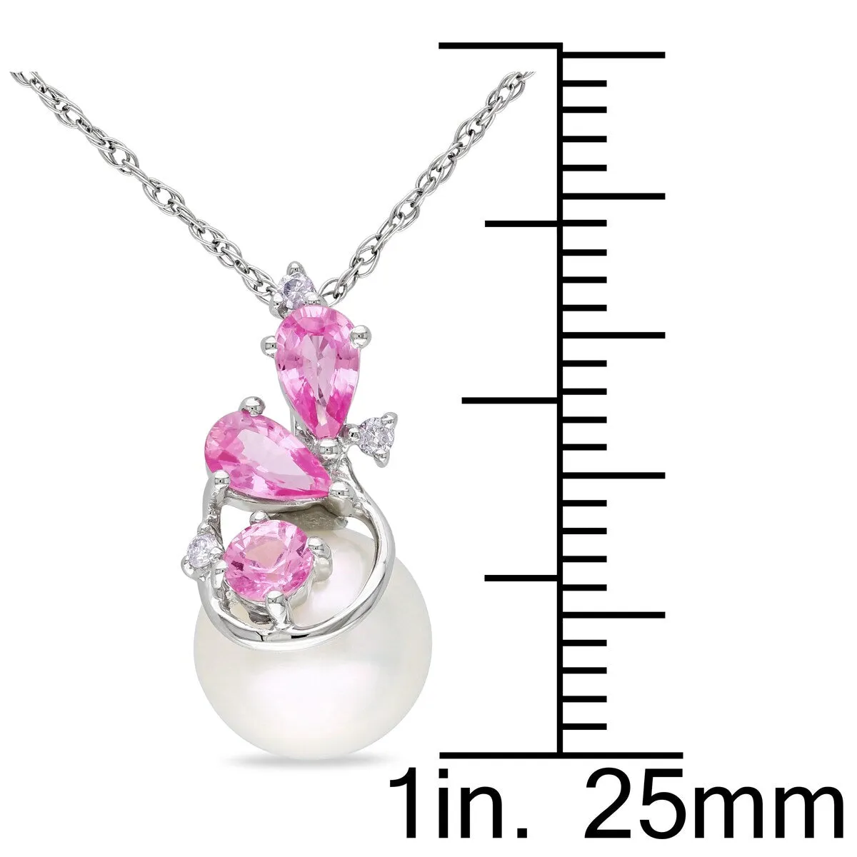 Miadora 8.5-9mm Cultured Freshwater Pearl, Diamond and Sapphire Cluster 10k White Gold sold by Zulily product image thumbnail 3