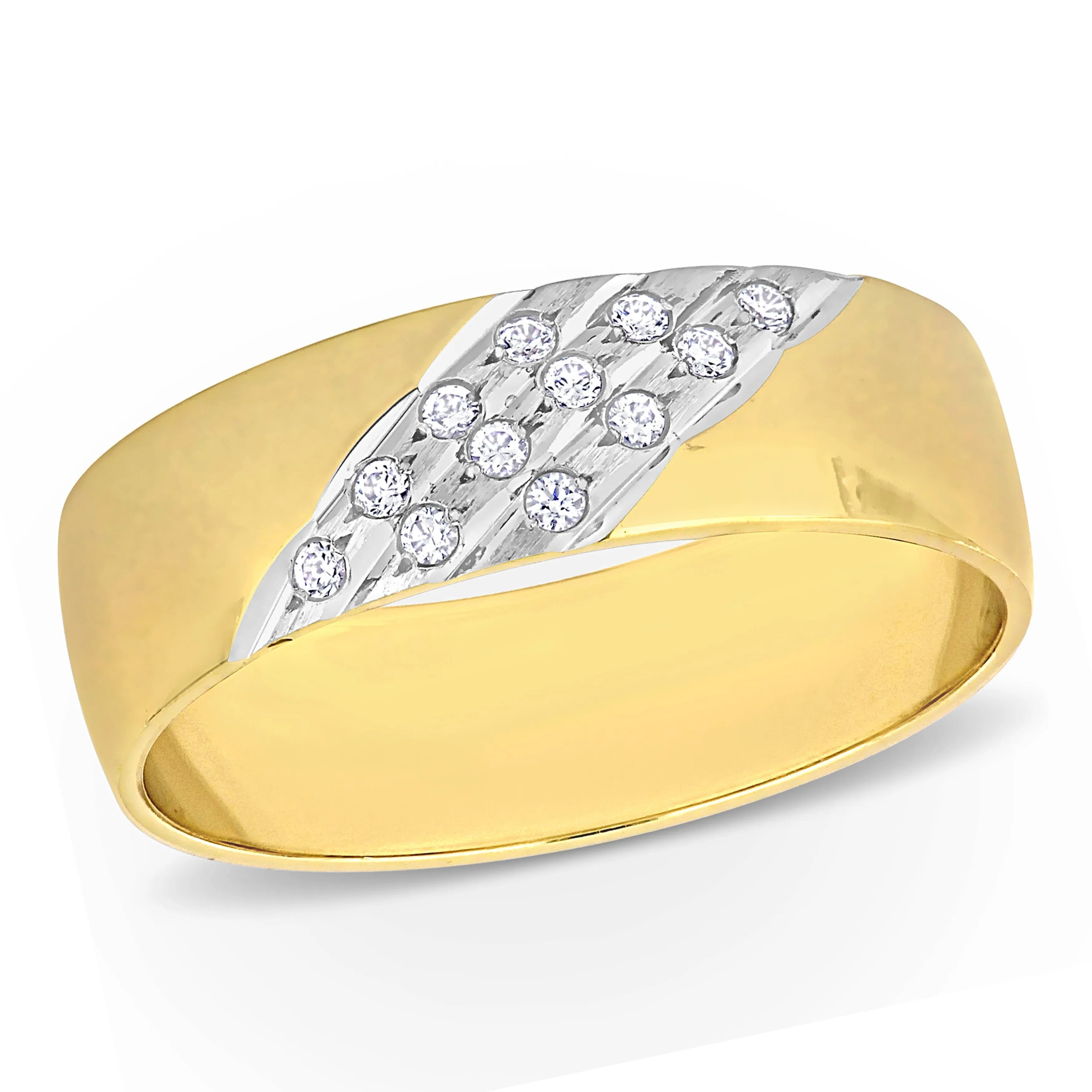 Miadora 6 mm Cubic Zirconia Mens Wedding Band in 10k Yellow Gold sold by Zulily