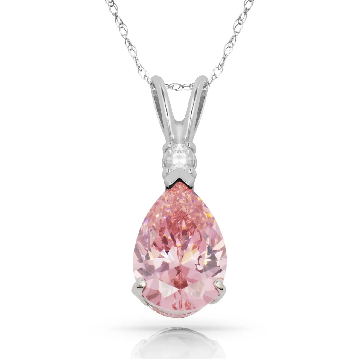 Curata 14k White Gold 18" Birthstone Pear-Shaped Cubic Zirconia Pendant Necklace sold by Zulily product image thumbnail 2
