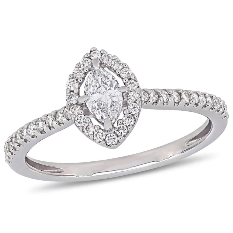 Miadora 14k White Gold 1/2ct TDW Diamond Marquise and Round-Cut Floating Halo Engagement Ring sold by Zulily