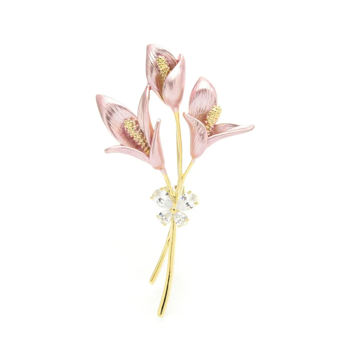 Don't AsK Dainty Goldtone & Metallic Pink Flower Stem Brooch sold by Zulily