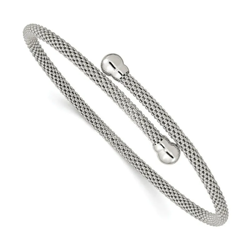 Curata 925 Sterling Silver Textured Mesh Adjustable Cuff Bangle Bracelet sold by Zulily