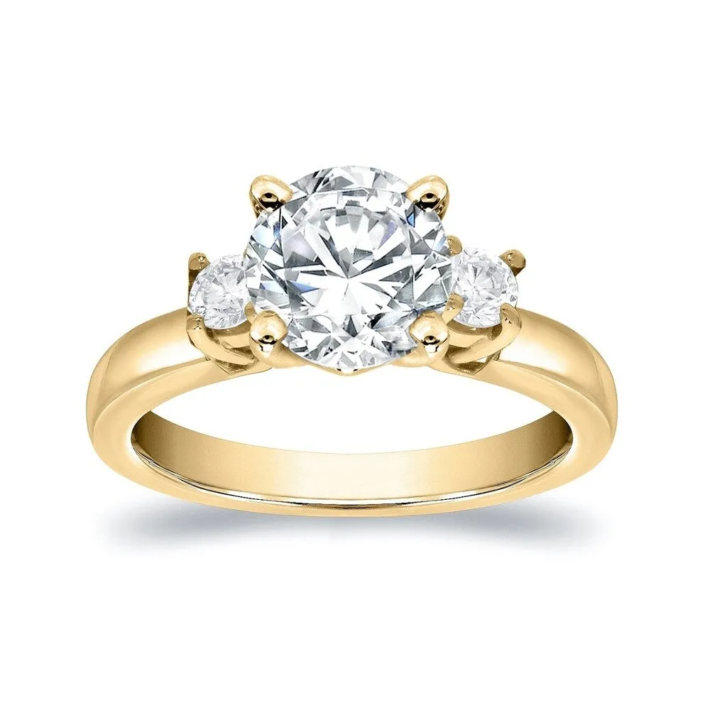 Auriya 14k Gold 2ct Moissanite and Diamond 3-Stone Engagement Ring 2/5ctw sold by Zulily product image thumbnail 2