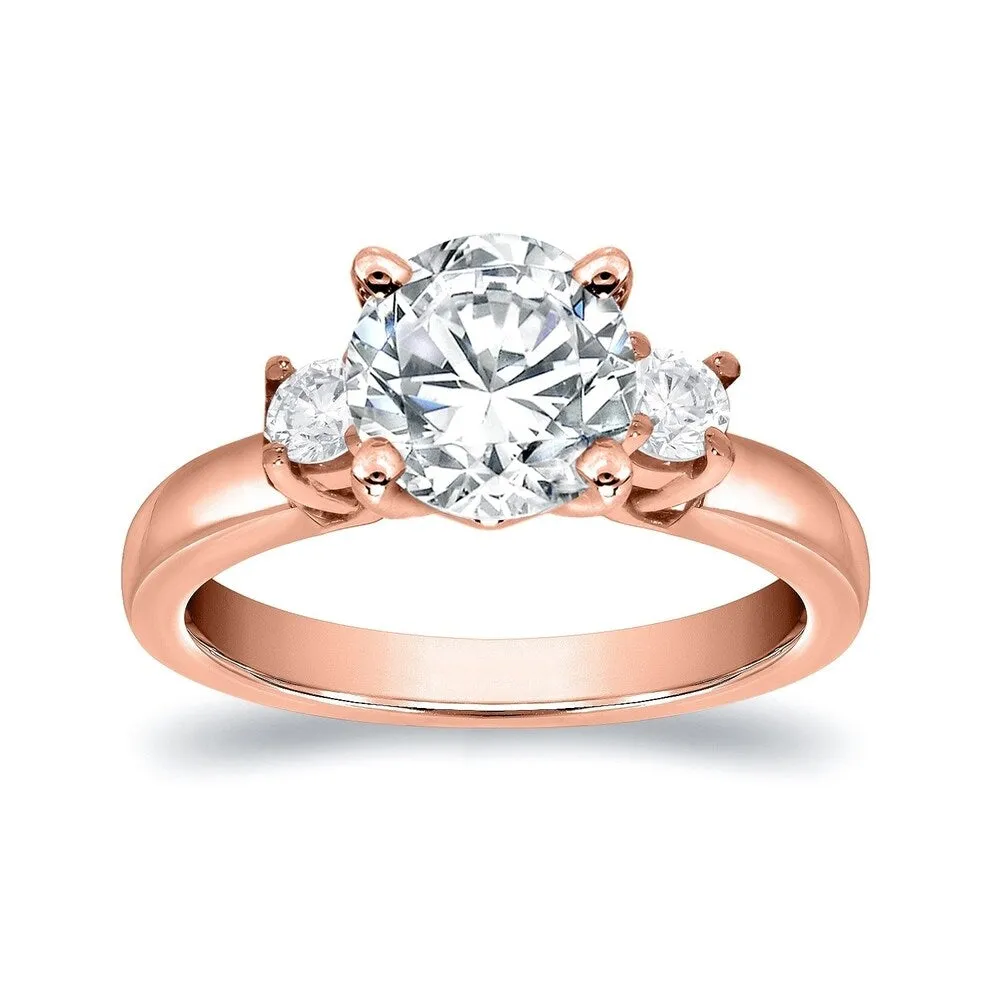 Auriya 14k Gold 2ct Moissanite and Diamond 3-Stone Engagement Ring 2/5ctw sold by Zulily product image thumbnail 3