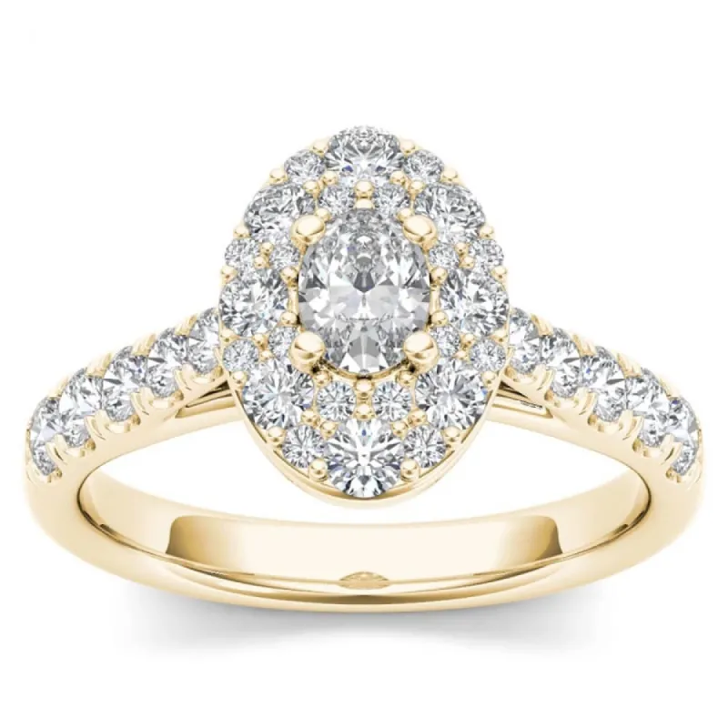 De Couer 14k Yellow Gold 1 1/4ct TDW Oval Shape Diamond Halo Engagement Ring sold by Zulily