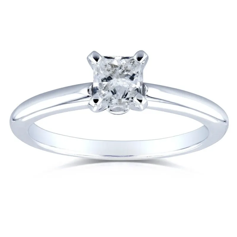 Annello by Kobelli 14k White Gold 1/2 Carat Diamond Solitaire Princess Cut Engagement Ring sold by Zulily