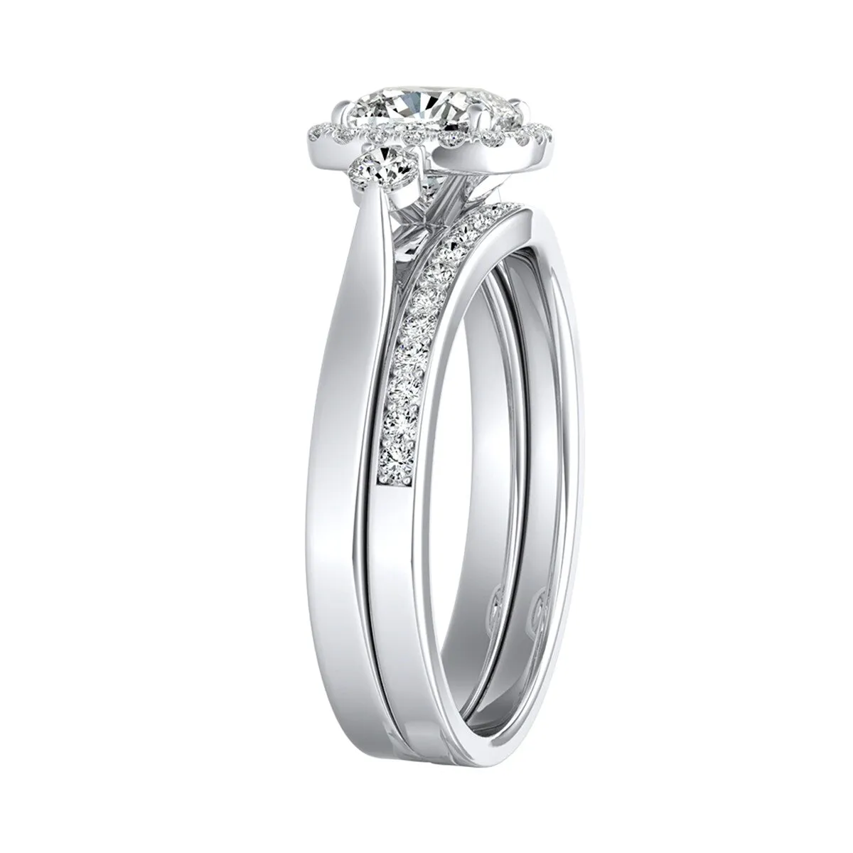 Auriya 1/2ct Cushion-cut Moissanite and Diamond Engagement Ring Set 14k Gold 2/5ct TDW sold by Zulily product image thumbnail 2