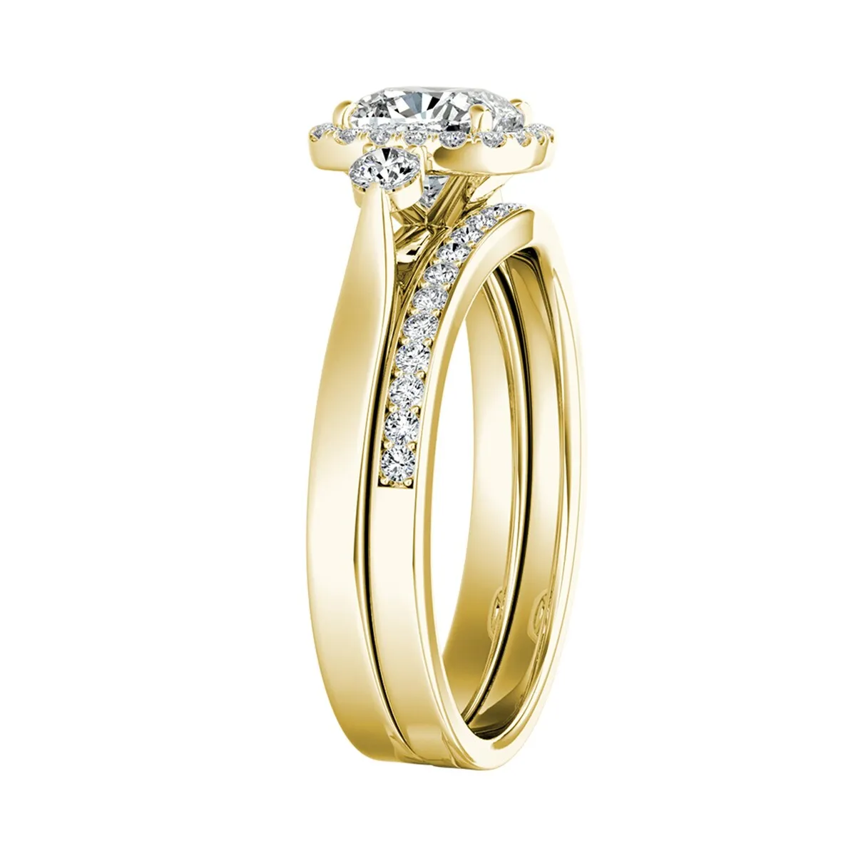 Auriya 1/2ct Cushion-cut Moissanite and Diamond Engagement Ring Set 14k Gold 2/5ct TDW sold by Zulily product image thumbnail 5