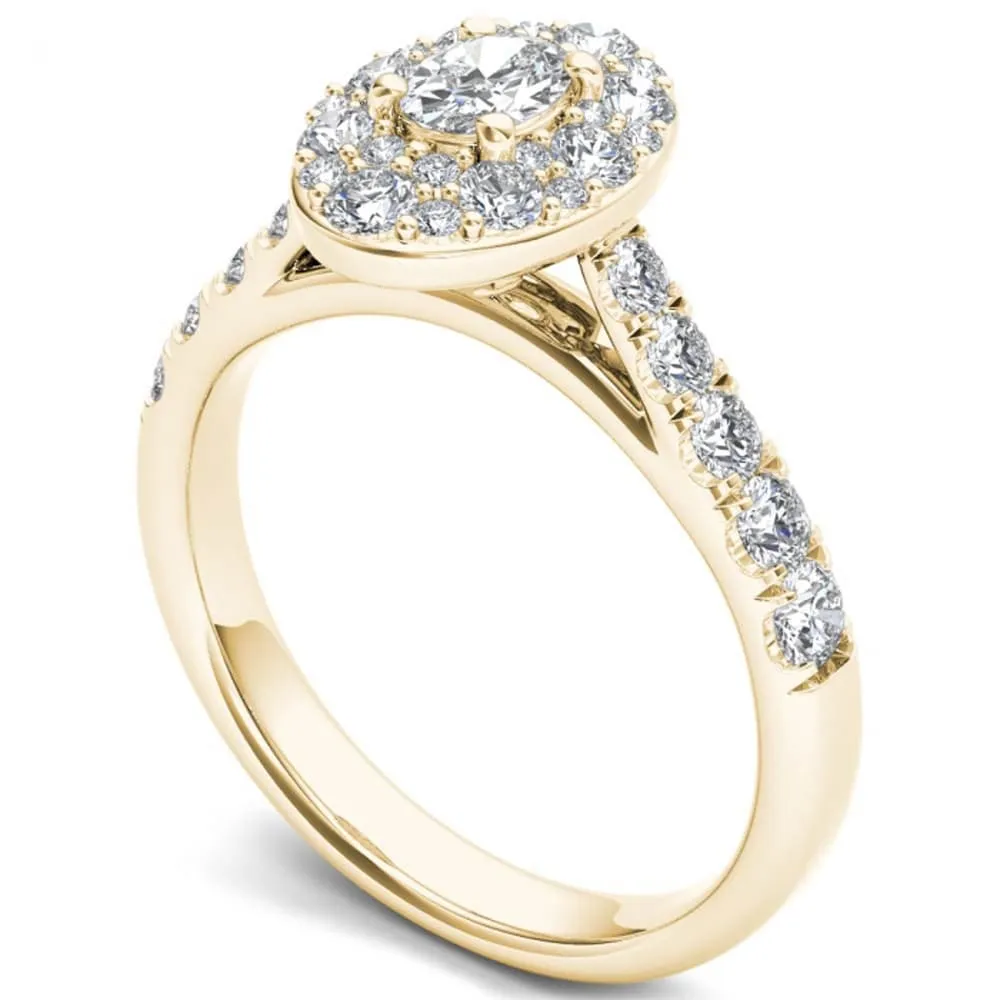 De Couer 14k Yellow Gold 1 1/4ct TDW Oval Shape Diamond Halo Engagement Ring sold by Zulily product image thumbnail 2