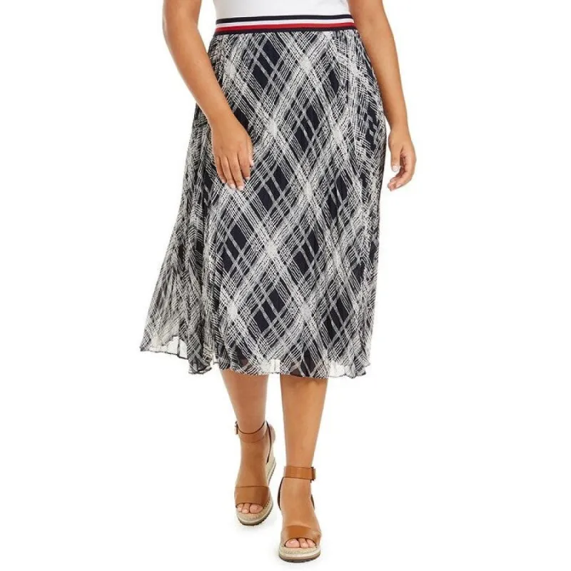 Tommy Hilfiger Women's Plaid Pleated Skirt Blue Size 0X sold by Zulily