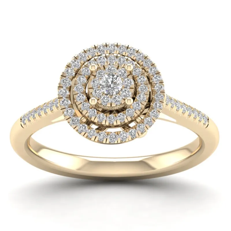 De Couer 10k Yellow Gold 1/4ct TDW Diamond Cluster Ring sold by Zulily