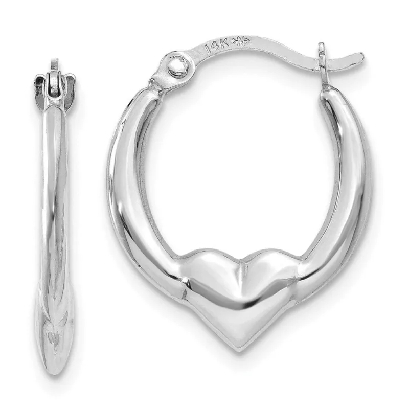 Curata 14k White Gold 16.38x2.28mm Puffed Heart Hoop Earrings sold by Zulily