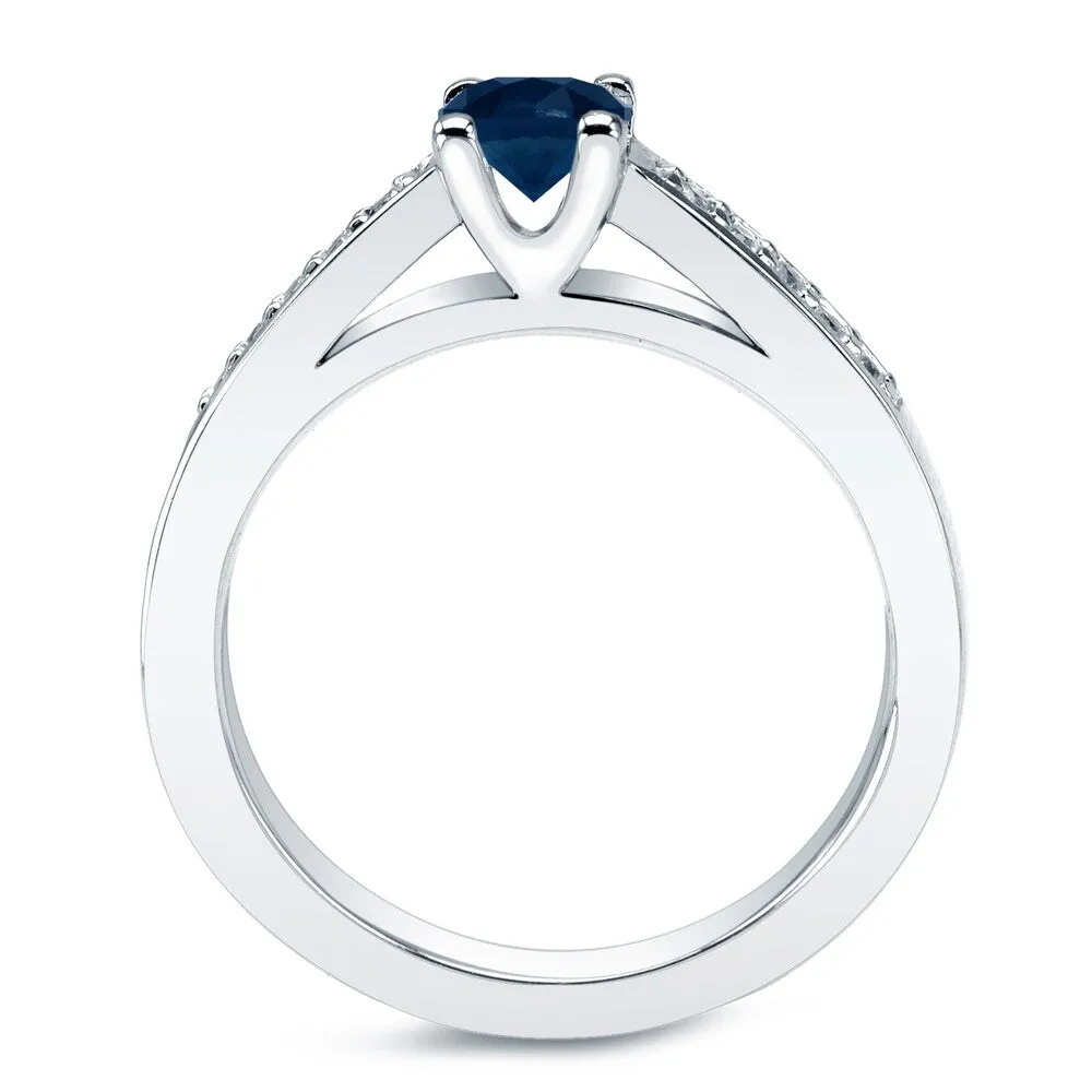 Auriya Platinum 2/5ct Blue Sapphire and 3/5ctw Diamond Engagement Ring Set sold by Zulily product image thumbnail 3