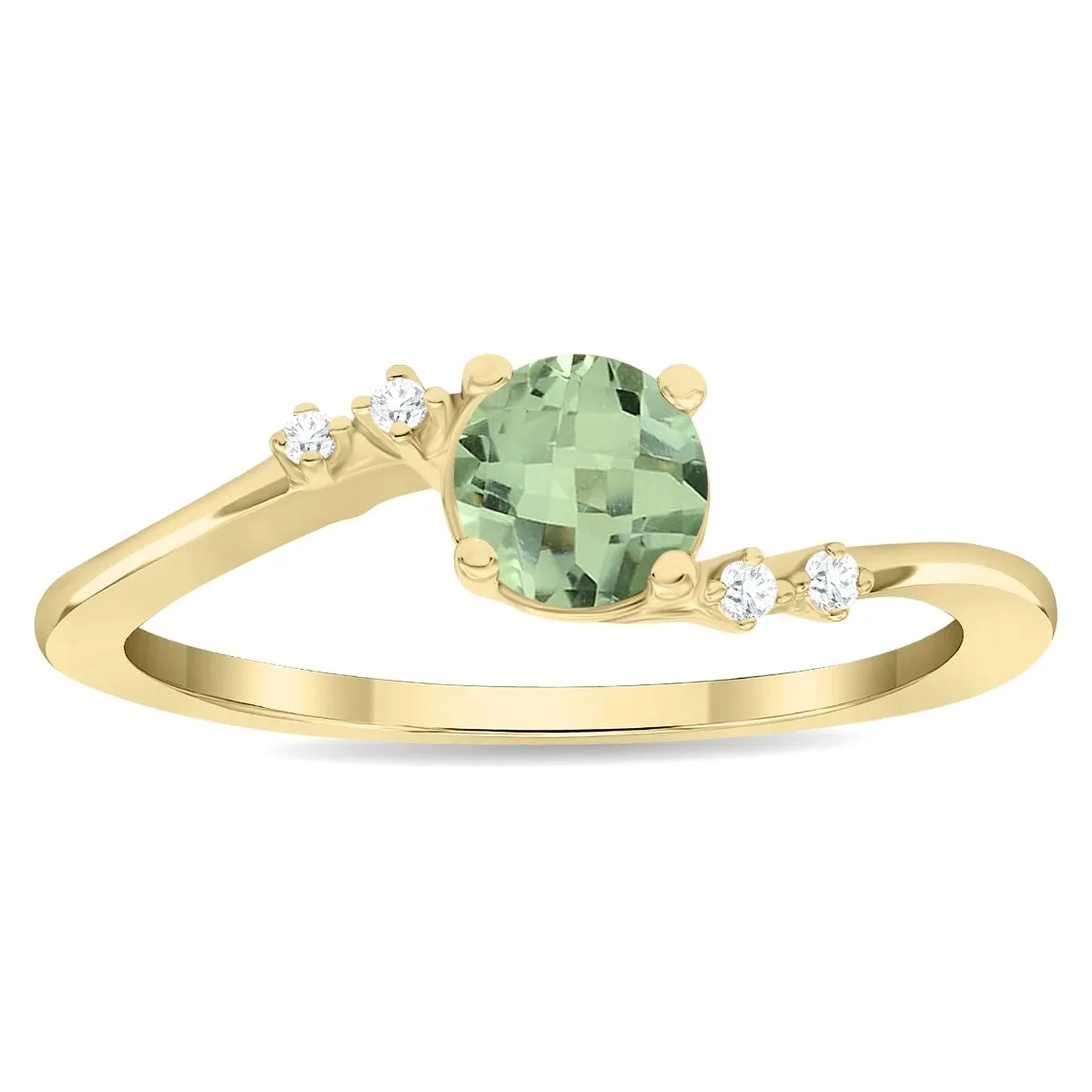 Women's Round Shaped Green Amethyst and Diamond Tierra Ring in 10K Yellow Gold sold by Zulily