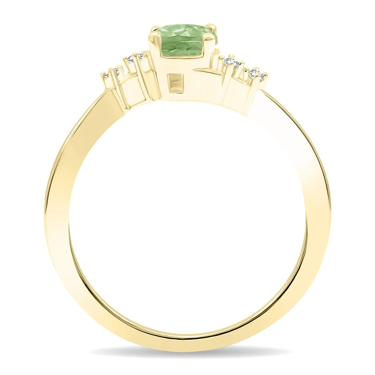 Women's Round Shaped Green Amethyst and Diamond Tierra Ring in 10K Yellow Gold sold by Zulily product image thumbnail 2
