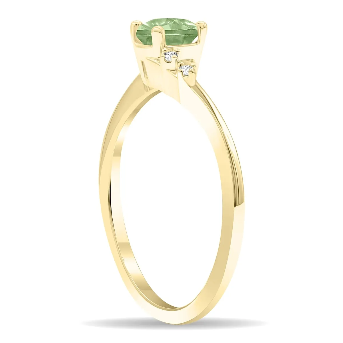 Women's Round Shaped Green Amethyst and Diamond Tierra Ring in 10K Yellow Gold sold by Zulily product image thumbnail 3