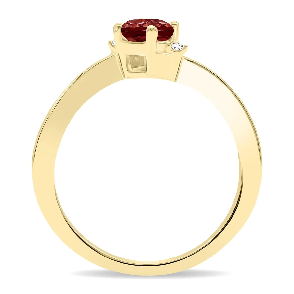 Women's Round Shaped Garnet and Diamond Wave Ring in 10K Yellow Gold sold by Zulily product image thumbnail 2