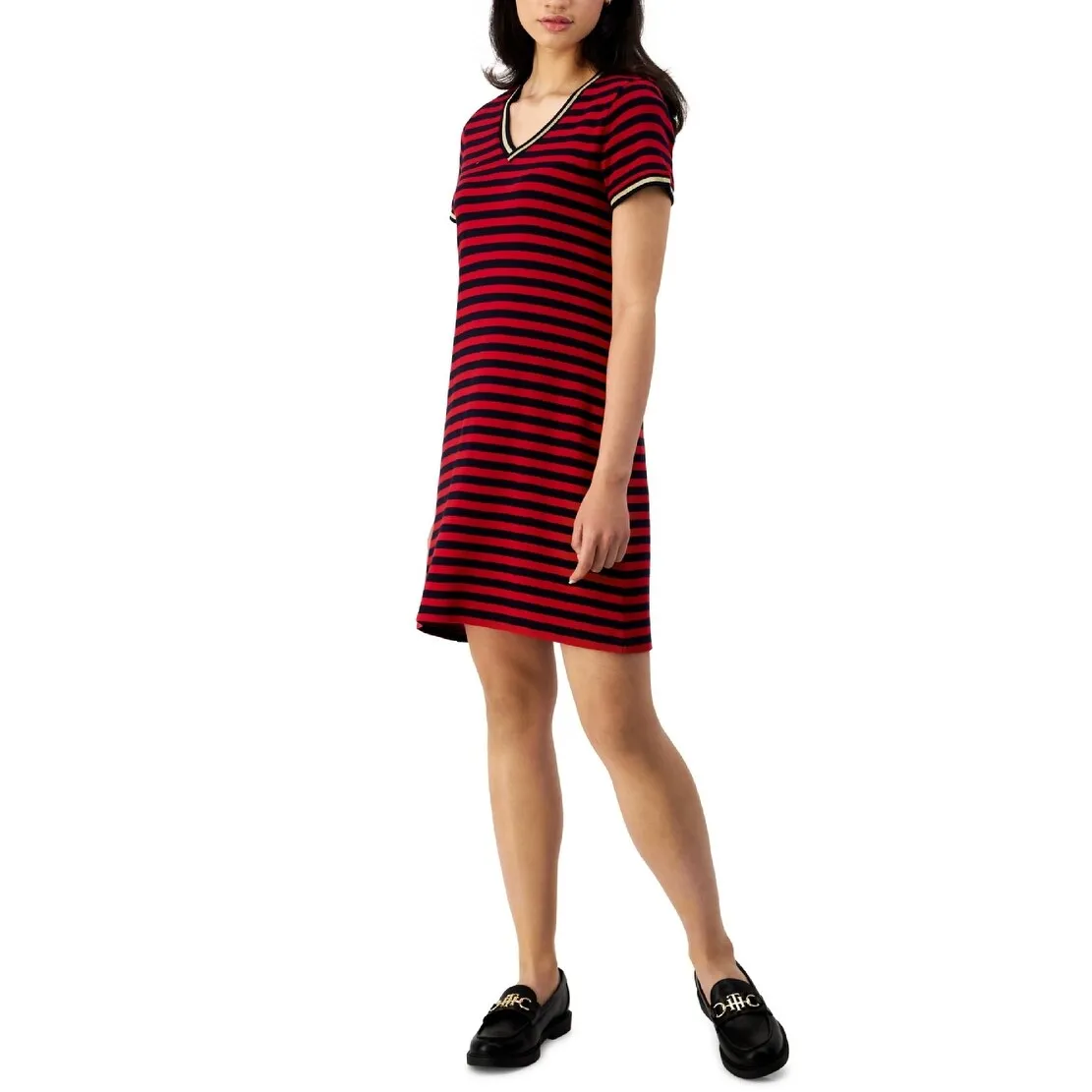 Tommy Hilfiger Women's Cotton Striped Short Sleeve Dress Red Size X-Small sold by Zulily product image thumbnail 2